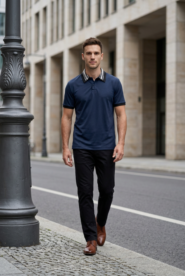 YY signature Midnight Blue men's short sleeve polo shirt