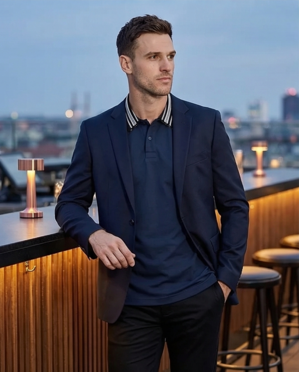 YY signature Midnight Blue men's short sleeve polo shirt